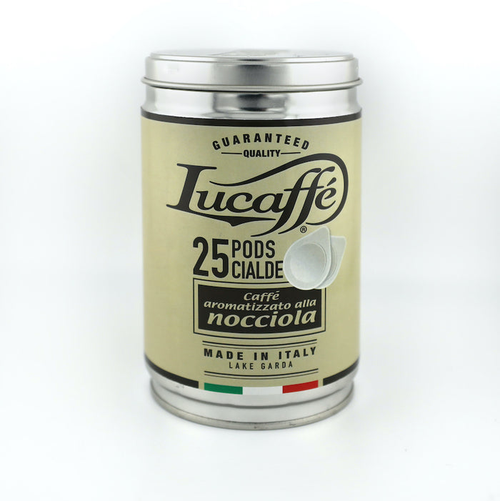 Nocciola Hazelnut ESe coffee pods in Tins of 25 pods